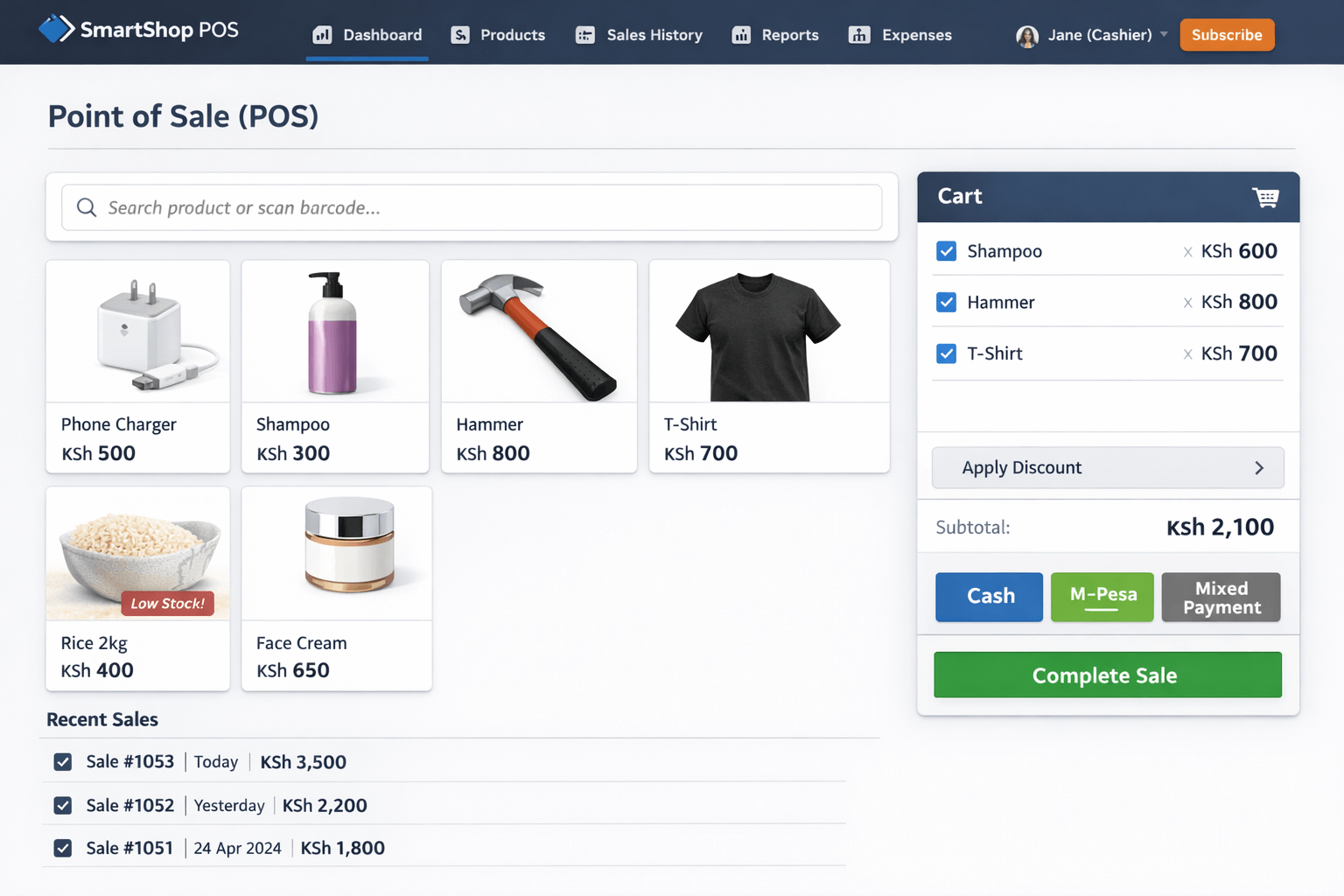 TuVibe Smart POS system dashboard