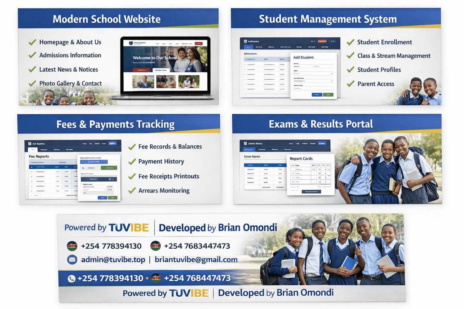 STAM school management system dashboard
